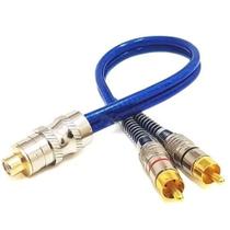 Cabo Y Rca 1f 2m 5mm Dupla Blindagem Azul Banhado A Ouro