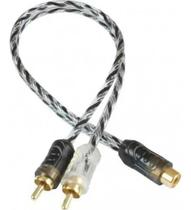 Cabo Y Rca 4mm Blindado Tech One 2 Machos 1 Femea Preto Prata Injetado 30cm Cabo Y Rca 4mm Blindado Tech One 2 Machos 1 Femea Preto Prata Injetado 30cm