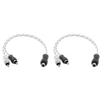 Cabo Y Rca Blindado 1 Femea Para 2 Macho Injetado Preto e Prata 4mm 30cm Cabo Y Rca Blindado 1 Femea Para 2 Macho Injetado Preto e Prata 4mm 30cm