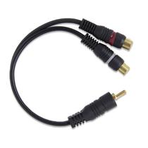 Cabo Y RCA KX3 1 Macho 2 Fêmeas 3,6mm 30cm Preto Som Automotivo Modulo Carro