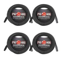 Cabos de microfone da série Pig Hog, 20 pés, XLR, pacote com 4