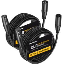 Cabos de microfone XLR InnoGear 25 pés, pacote com 2 unidades, macho para fêmea