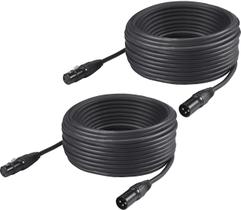 Cabos DMX Rualin 50 pés XLR de 3 pinos macho para fêmea (2 unidades) Cabos DMX Rualin 50 pés XLR de 3 pinos macho para fêmea (2 unidades)
