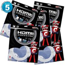 Cabos HDMI 2.0 4K Ultra HD 3D, Branco - 2 Metros Kit com 5