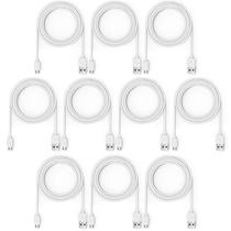 Cabos Micro USB Smays, pacote com 10, 1,8 m, branco, para dados e carregamento Cabos Micro USB Smays, pacote com 10, 1,8 m, branco, para dados e carregamento
