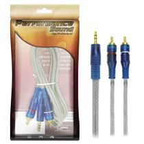 Cabos P2 Estéreo X 2 Rca 1 Metro Blindado Cristal Azul