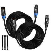 Cabos XLR AQOOL 50 pés, pacotes de 2 pés, cabos de microfone balanceados