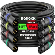 Cabos XLR BGBGKK, pacote com 4, 15 pés, profissional, macho para fêmea
