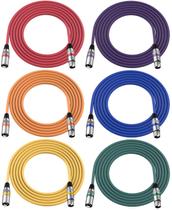 Cabos XLR Cagor XLR de 3 pinos macho para fêmea, 3,1 m, pacote com 6