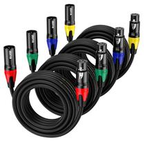 Cabos XLR EBXYA, pacote com 4 cabos, cabo de microfone macho para fêmea de 15 pés