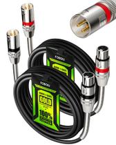 Cabos XLR Foboiu XLR para XLR de 3 pinos macho para fêmea, pacote com 3 m 2 Cabos XLR Foboiu XLR para XLR de 3 pinos macho para fêmea, pacote com 3 m 2