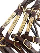 Cabresto de couro para cavalo 3/4" marrom com ferragens de latão Cabresto de couro para cavalo 3/4" marrom com ferragens de latão