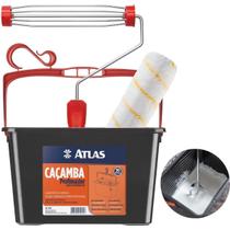 Caçamba Balde Para Pintura 10L + Garfo + Rolo Pintura 23Cm