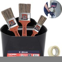 Caçamba de Mão Pra Pintura 2L Com Clip Magnético + Pincel Trincha 38mm + Pincel Trincha 50mm - Atlas Caçamba de Mão Pra Pintura 2L Com Clip Magnético + Pincel Trincha 38mm + Pincel Trincha 50mm - Atlas