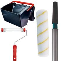 Caçamba para Pintura 12L + Rolo 23cm Poliamida 10mm + Suporte Garfo Para Rolo De Pintura 23cm + Cabo Prolongador 3m Caçamba para Pintura 12L + Rolo 23cm Poliamida 10mm + Suporte Garfo Para Rolo De Pintura 23cm + Cabo Prolongador 3m