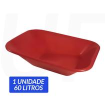 Caçamba Plástica P/ Carrinho Vermelha 60 Litros Sem Furos - Metasul
