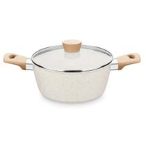 Caçarola 20cm com tampa de vidro mta linha carmela vanilla 2,4l ceramic flon