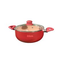 Caçarola 22Cm 2,8Litros Fundo Triplo de Indução Mármore Vermelha