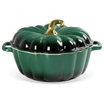 Cacarola Abobora Ceramica Verde Degrade Com Detalhe Dourado Cacarola Abobora Ceramica Verde Degrade Com Detalhe Dourado