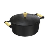 Caçarola Alça De Madeira Tampa De Ferro 8,0 Litro 30cm