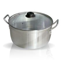Caçarola Alumínio Grande 32 Cm Feijoada Hotel Alumínios Portela C/Tampa de Vidro