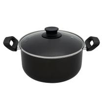 Cacarola antiaderente 5 camadas 24 preto tampa de vidro martinazzo