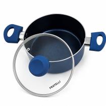 Caçarola Antiaderente Cerâmica 20cm Azul com Tampa de Vidro para Todas as Receitas Caçarola Antiaderente Cerâmica 20cm Azul com Tampa de Vidro para Todas as Receitas