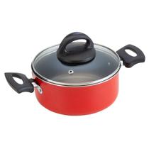 Caçarola Antiaderente Com Tampa De Vidro 16 Cm Cor Vermelho