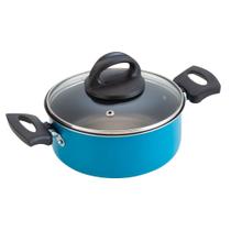 Caçarola Antiaderente Com Tampa Vidro 22Cm Azul Nacional Caçarola Antiaderente Com Tampa Vidro 22Cm Azul Nacional
