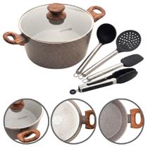 Caçarola Antiaderente Mimo Style Cook Chef 28cm Grafito Para Fogão de Indução e Utensílios de Silicone e Inox Caçarola Antiaderente Mimo Style Cook Chef 28cm Grafito Para Fogão de Indução e Utensílios de Silicone e Inox