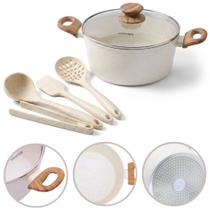 Caçarola Antiaderente Mimo Style Cook Chef 28cm Marmorizada Para Fogão de Indução e Utensílios Silicone Caçarola Antiaderente Mimo Style Cook Chef 28cm Marmorizada Para Fogão de Indução e Utensílios Silicone