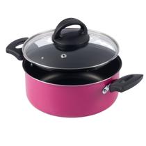 Caçarola Antiaderente Tampa De Vidro 16cm 1,4L Rosa Nacional Caçarola Antiaderente Tampa De Vidro 16cm 1,4L Rosa Nacional