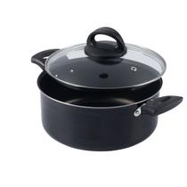 Caçarola Antiaderente Tampa Vidro 24cm 4L Preto Nacional