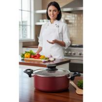 Caçarola Antiaderente Vermelha 24cm: Cozinhe Sem Grudar! Caçarola Antiaderente Vermelha 24cm: Cozinhe Sem Grudar!