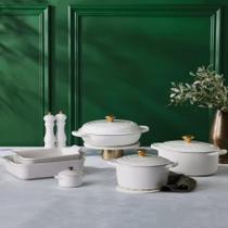Caçarola Buffet Le Creuset 30cm Branca Pegador Dourado Caçarola Buffet Le Creuset 30cm Branca Pegador Dourado