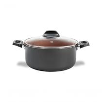 Caçarola Com Tampa 22 Cm 3,45 L Pro-flon Antiaderente Cinza Range Linha Topázio Brinox Cinza