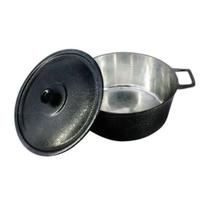 Caçarola Craqueada Alça Alumínio Fundido e Tampa 32cm preto