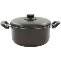 Caçarola De Alumínio Antiaderente 22cm Preta Panela Com Tampa Alça Para Transporte Fazer Ensopados Cozinhar Refogar Fritar
