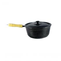 Caçarola De Alumínio Craqueada Cabo De Madeira 28Cm Preto