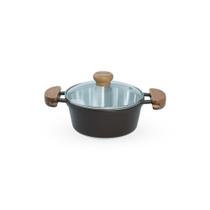 Caçarola De Alumínio Fundido N 18 Com Alça De Madeira e Tampa De Vidro - Cor Marrom