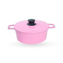 Caçarola De Alumínio Fundido N 20 Com Tampa De Alumínio - Cor Rosa