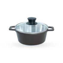 Caçarola De Alumínio Fundido N 20 Com Tampa De Vidro - Cor Marrom