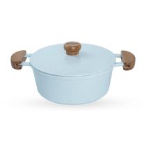 Caçarola De Alumínio Fundido N 22 Com Alça De Madeira e Tampa De Alumínio - Cor Branco