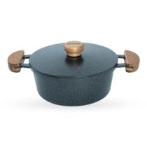 Caçarola De Alumínio Fundido N 22 Com Alça De Madeira e Tampa De Alumínio - Cor Craqueado Preto Caçarola De Alumínio Fundido N 22 Com Alça De Madeira e Tampa De Alumínio - Cor Craqueado Preto