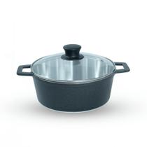 Caçarola De Alumínio Fundido N 22 Com Tampa De Vidro - Cor Preto Cintilante Caçarola De Alumínio Fundido N 22 Com Tampa De Vidro - Cor Preto Cintilante