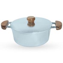 Caçarola De Alumínio Fundido N 24 Com Alça De Madeira e Tampa De Alumínio - Polido