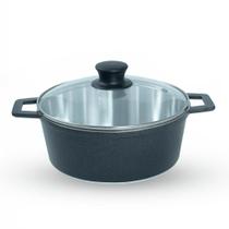 Caçarola De Alumínio Fundido N 24 Com Tampa De Vidro - Cor Preto Cintilante