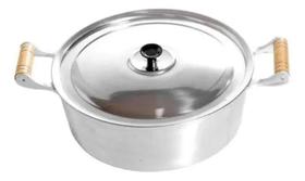 Caçarola de Aluminio N34 Batido Polido Com Alça Madeira Tampa Leve Andrade Dias