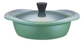 Cacarola de aluminio, revestido de ceramica de 24cm verde com tampa