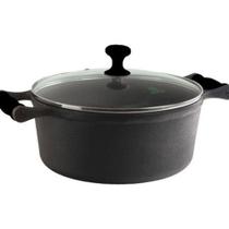 Caçarola de Ferro Alça Silicone Preto Tampa Vidro 4,9L 26cm